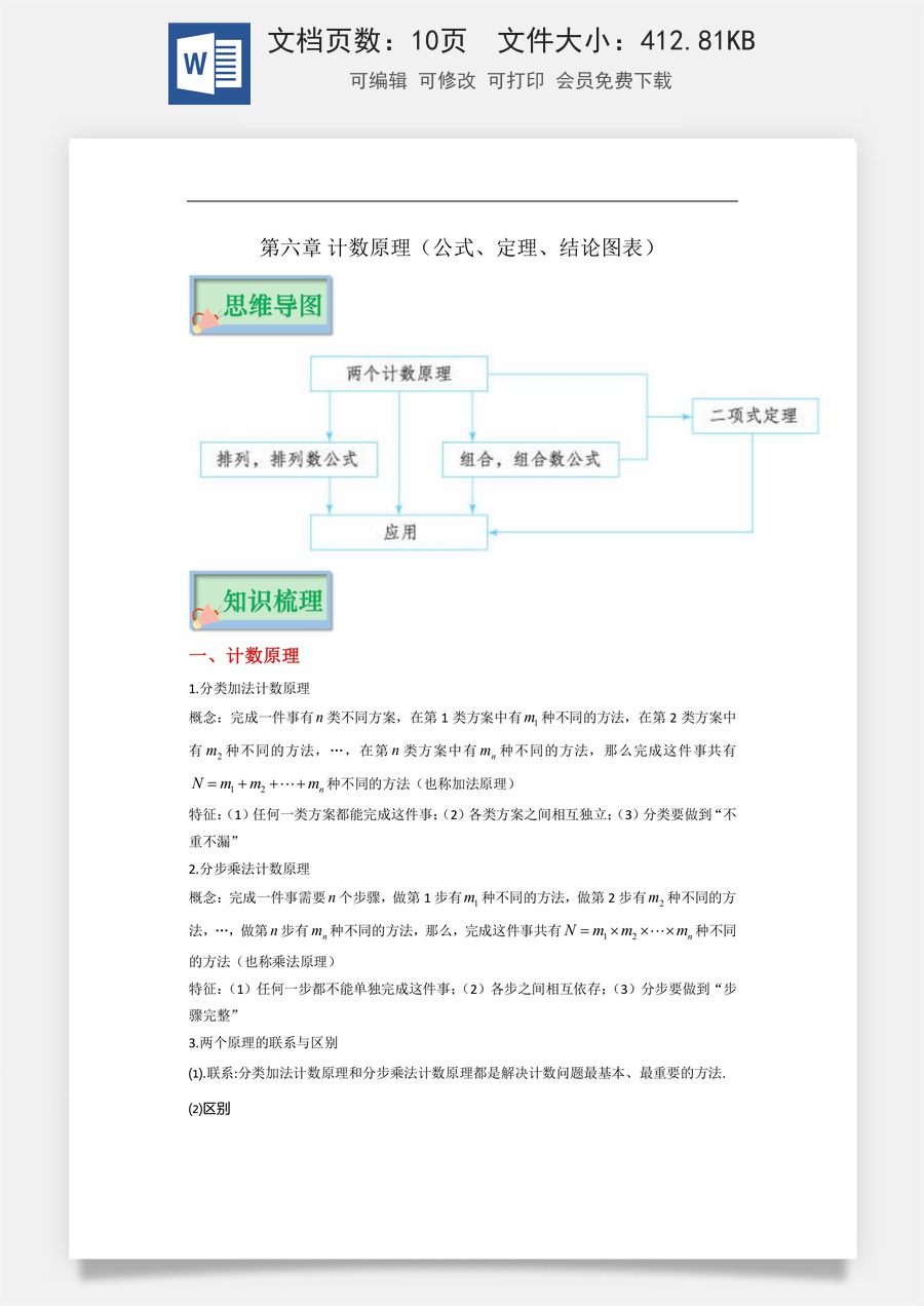 【选修】新高考-高中数学-第6章 计数原理（公式、定理、结论图表）-10页.docx